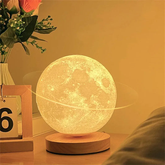 360° Rotation Moon Night Light 3D Atmosphere Bedside Table Lamp Remote Touch Dimming 3 or 16 Colors LED Lights