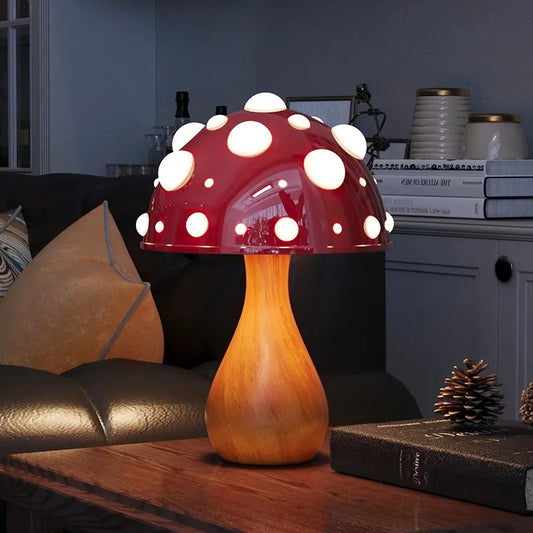 Amanita Mushroom Lamp with LED Tricolored Bulb AC or USB Warm Light Biomimetic Fly Agaric